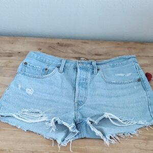 Levi's Light Blue Distressed Cutoff Jean Shorts